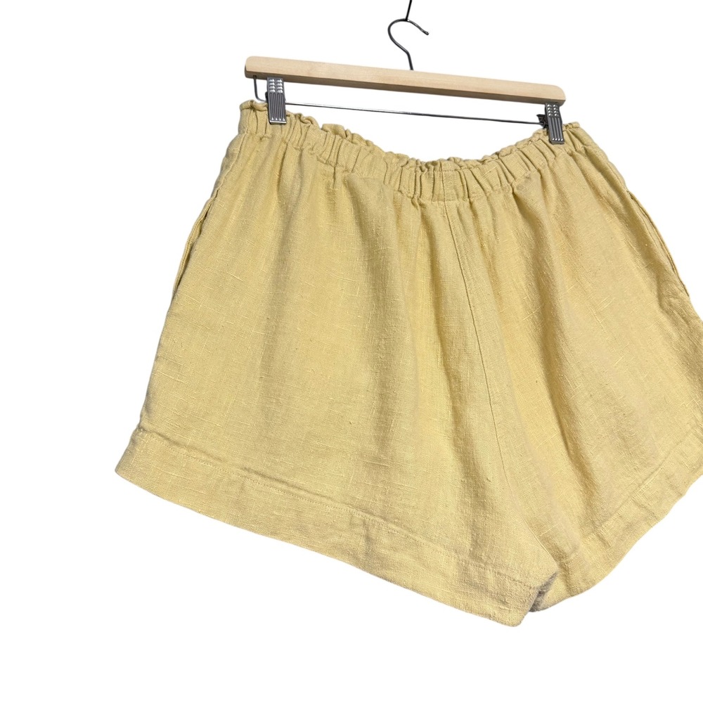 Shelter | Eva Shorts in Butter Yellow 100% Linen Elastic Waist Size XL - Picture 7 of 15